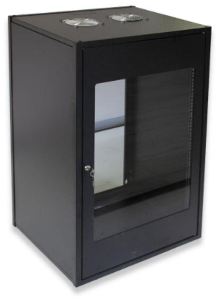 RCT 20U Black Wall Mount Cabinet with Glass Door - 600mm W x 450mm D
