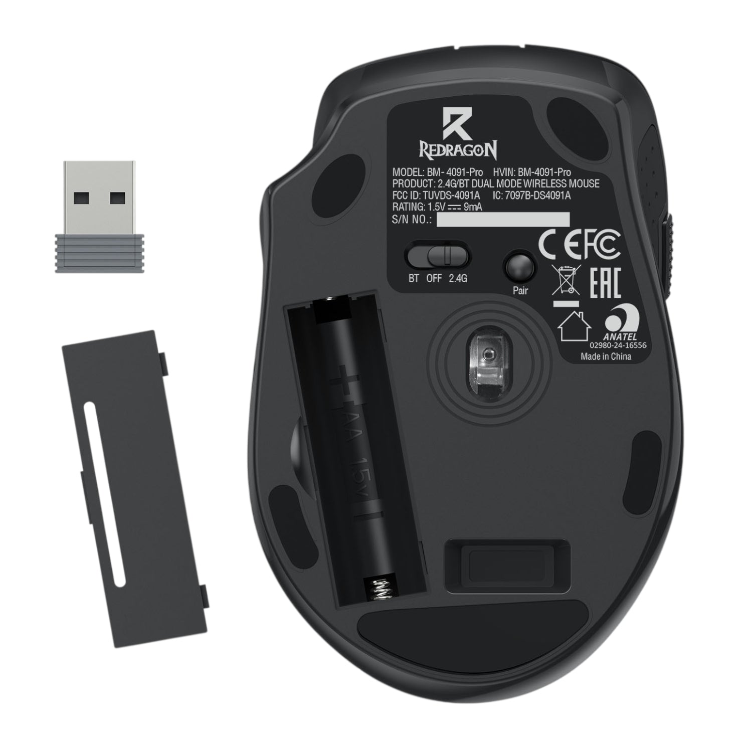 Image 6 for Redragon BM-4091 PRO 4000 DPI Dual Mode Wireless Office Mouse