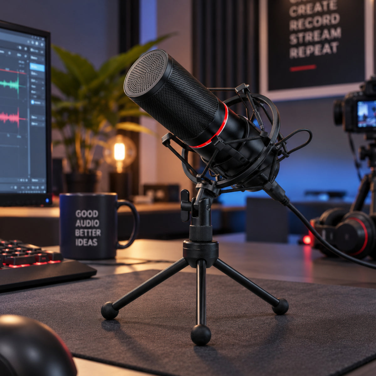 Image 6 for REDRAGON BLAZAR Cardioid USB Gaming Mic and Tripod - Black