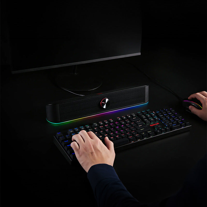 Image 7 for REDRAGON 2.0 Sound Bar ADIEMUS 2 x 3W RGB USB|Aux PC Gaming Speaker - Black