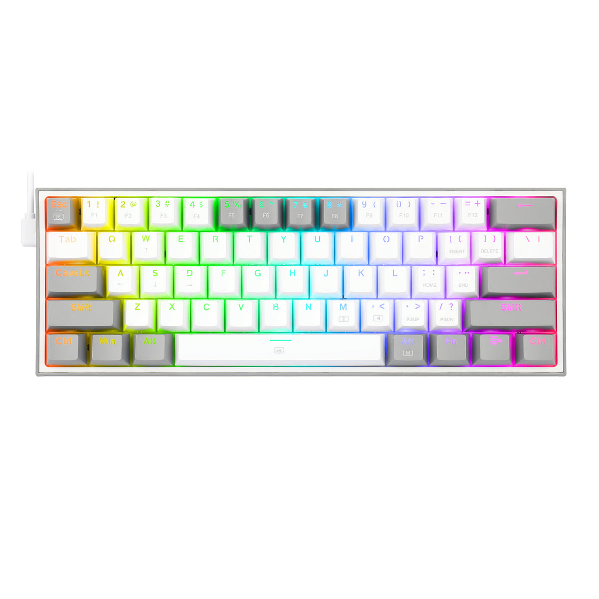 Image 1 for Redragon K617 FIZZ 60% Wired RGB Gaming Keyboard - White/Grey