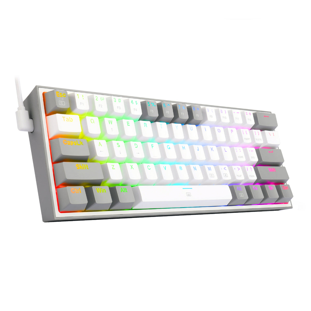 Image 3 for Redragon K617 FIZZ 60% Wired RGB Gaming Keyboard - White/Grey