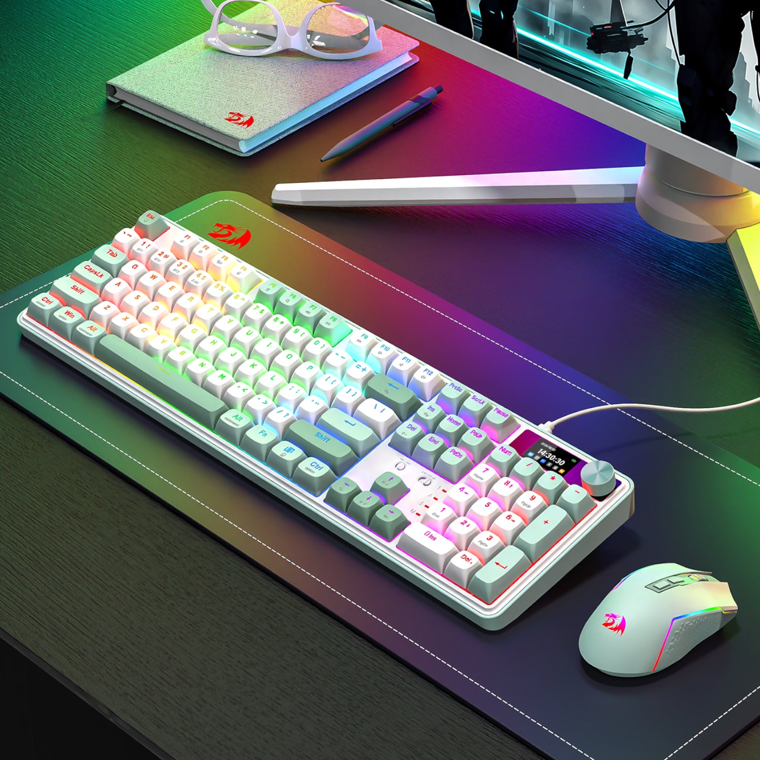 Image 7 for Redragon WYVERN K761 Pro Full-size RGB Wireless Mechanical Gaming Keyboard - White/Green