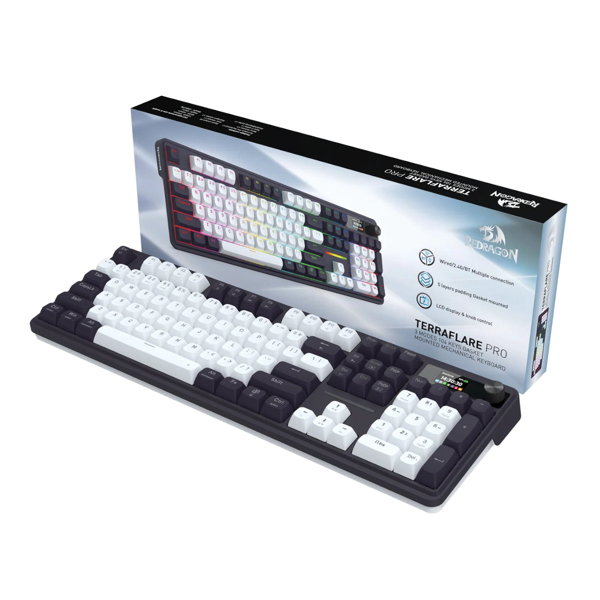 Image 5 for Redragon K762WB-RGB-PRO LCD Full-size Gasket Mechanical Keyboard - Black