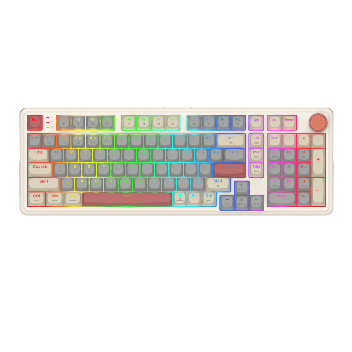 Image 2 for Redragon EISA 100 Retro RGB Wireless Mechanical Keyboard - Cream/Grey