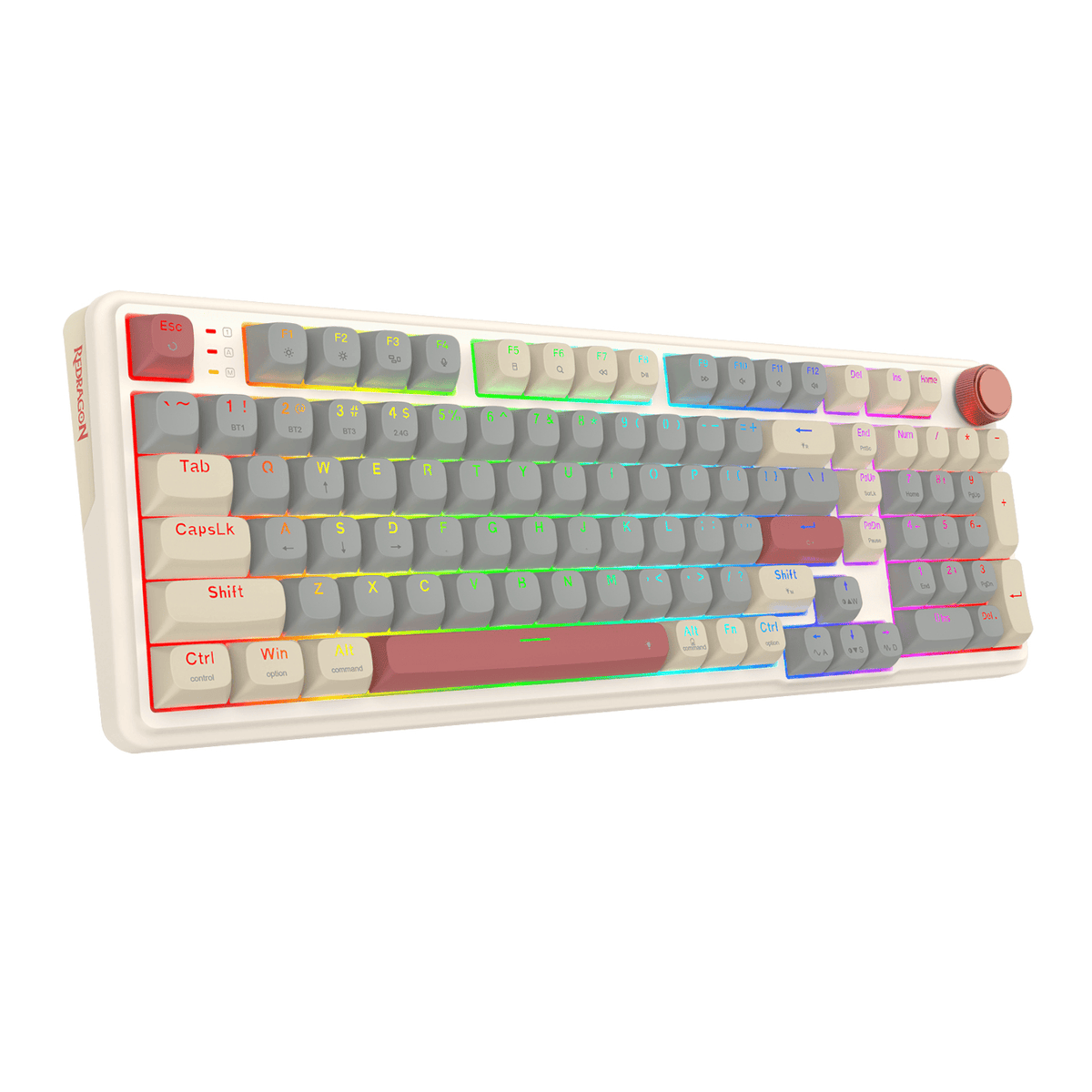 Image 3 for Redragon EISA 100 Retro RGB Wireless Mechanical Keyboard - Cream/Grey