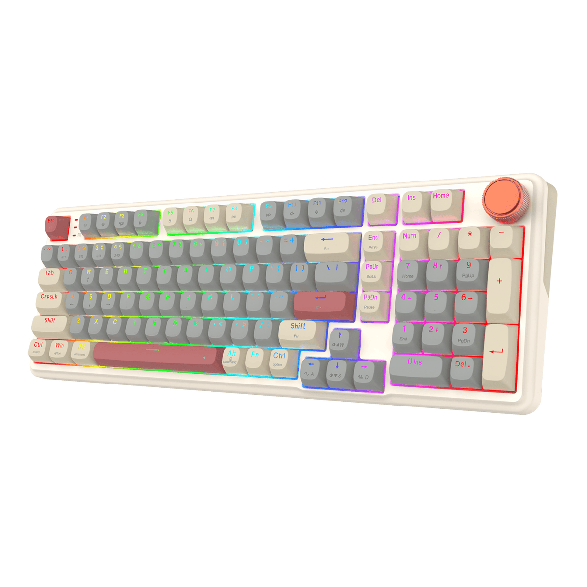 Image 4 for Redragon EISA 100 Retro RGB Wireless Mechanical Keyboard - Cream/Grey