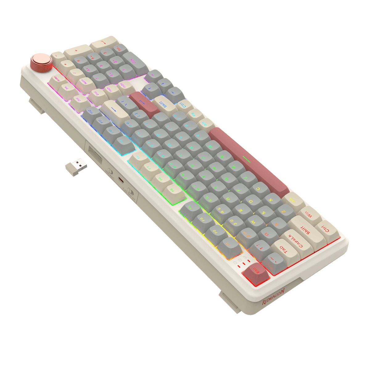Image 6 for Redragon EISA 100 Retro RGB Wireless Mechanical Keyboard - Cream/Grey