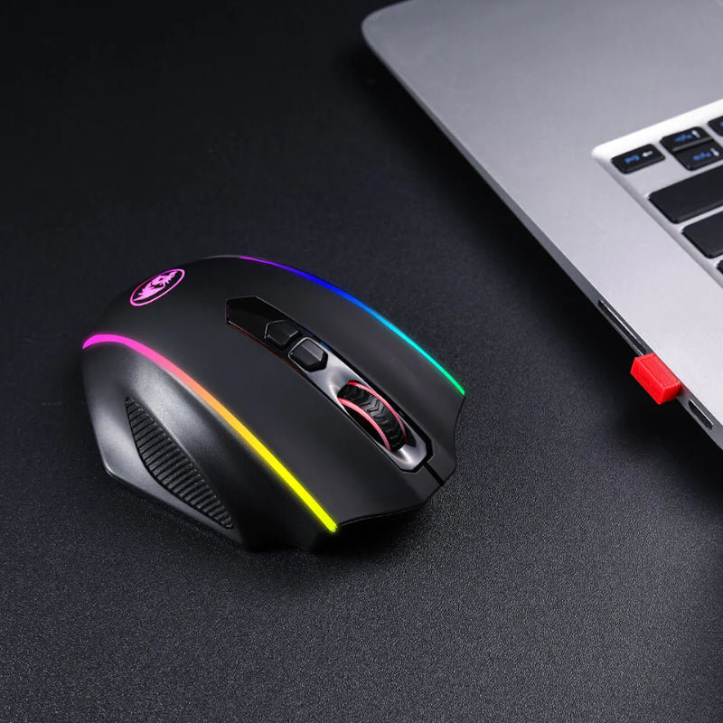 Image 3 for REDRAGON VAMPIRE ELITE Wireless 16000DPI|8 Button|Ergonomic Design|P3335 Optical Sensor|Type-C Cable|RGB Backlit Gaming Mouse - Black