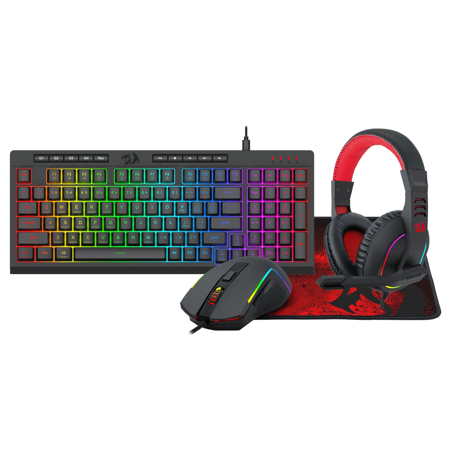 Image 1 for Redragon 4-in-1 Keyboard | Mouse | Mousepad | RGB Headset Gaming Combo