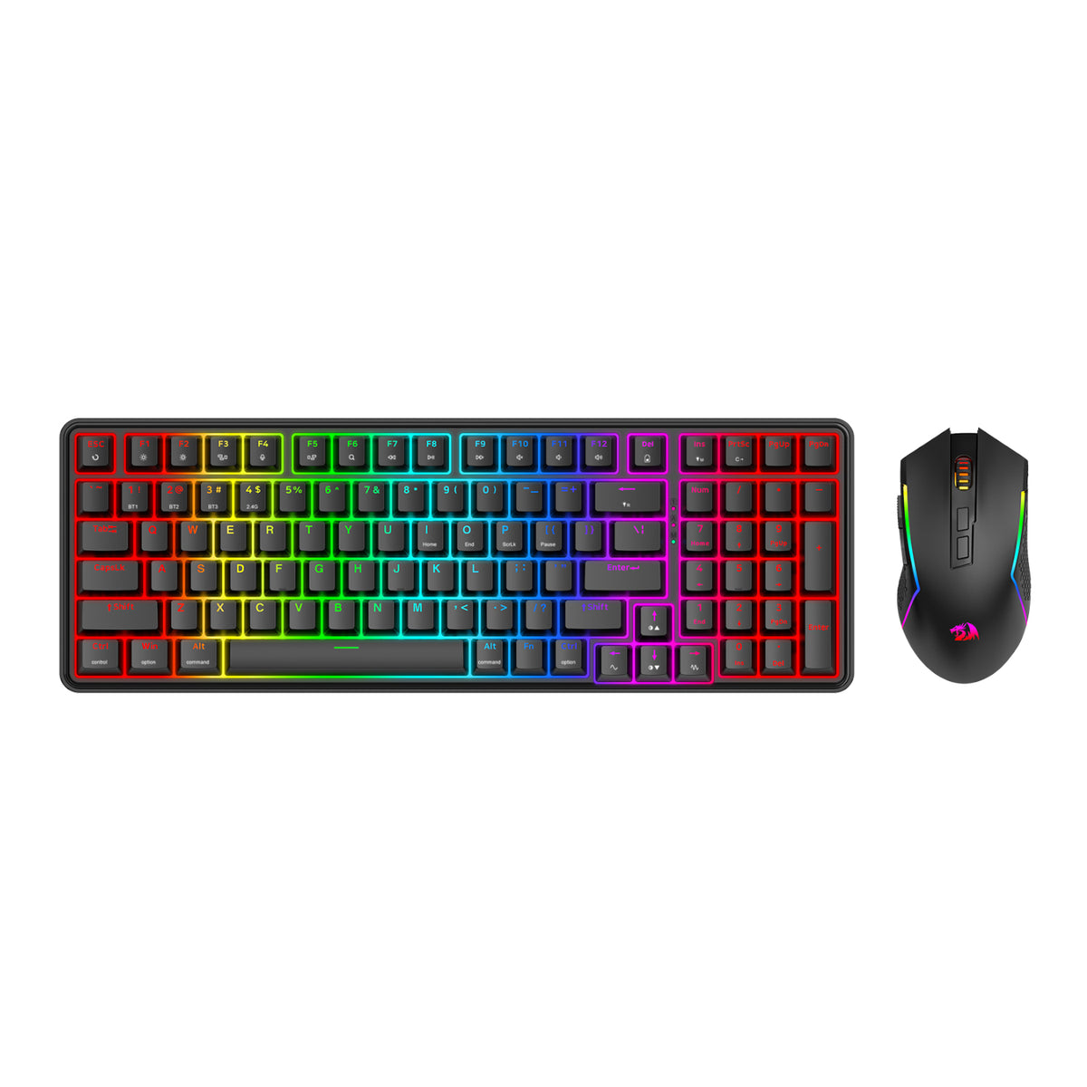 Image 1 for Redragon S162 RGB 3-Mode Wireless Mechanical Gaming Keyboard and Mouse Combo - Black