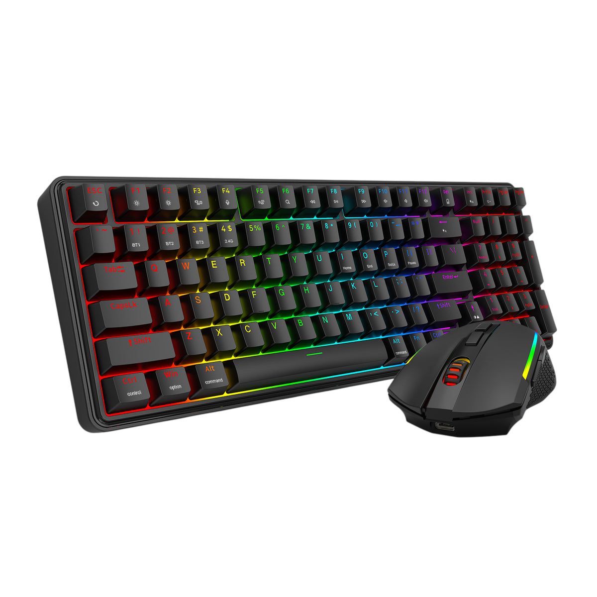 Image 2 for Redragon S162 RGB 3-Mode Wireless Mechanical Gaming Keyboard and Mouse Combo - Black