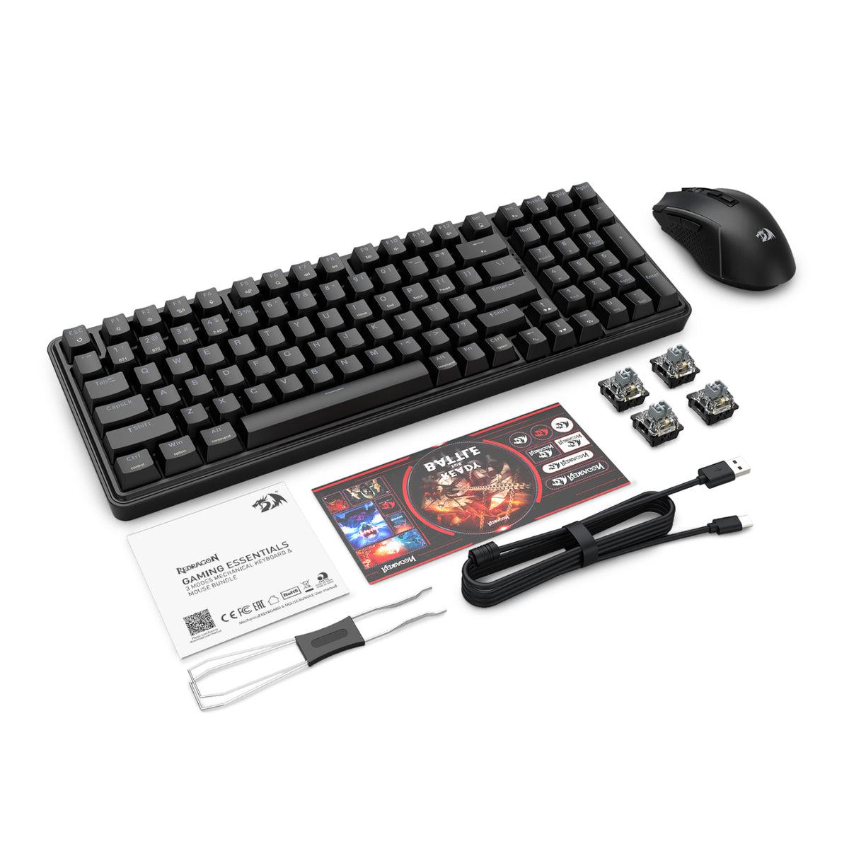 Image 7 for Redragon S162 RGB 3-Mode Wireless Mechanical Gaming Keyboard and Mouse Combo - Black