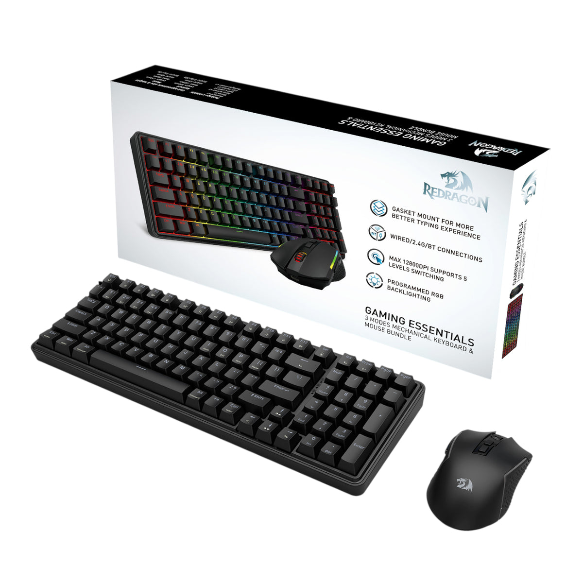 Image 8 for Redragon S162 RGB 3-Mode Wireless Mechanical Gaming Keyboard and Mouse Combo - Black