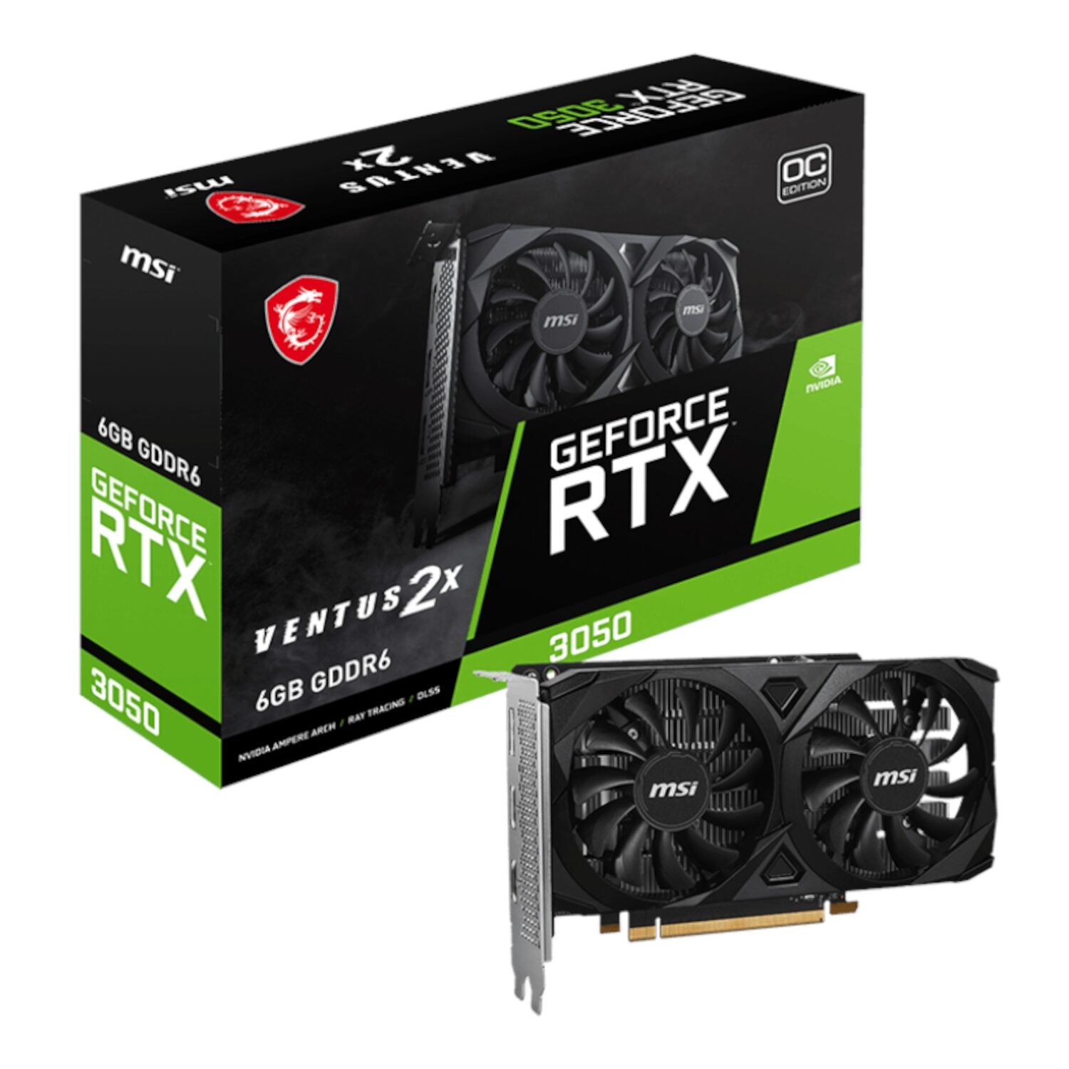 Image 1 for MSI GeForce RTX 3050 VENTUS 2X E 6GB OC Graphics Card