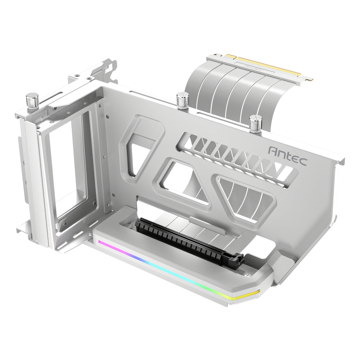 Image 1 for Antec SHIFT ARGB Vertical GPU Bracket with PCIe 4.0 Riser Cable – White
