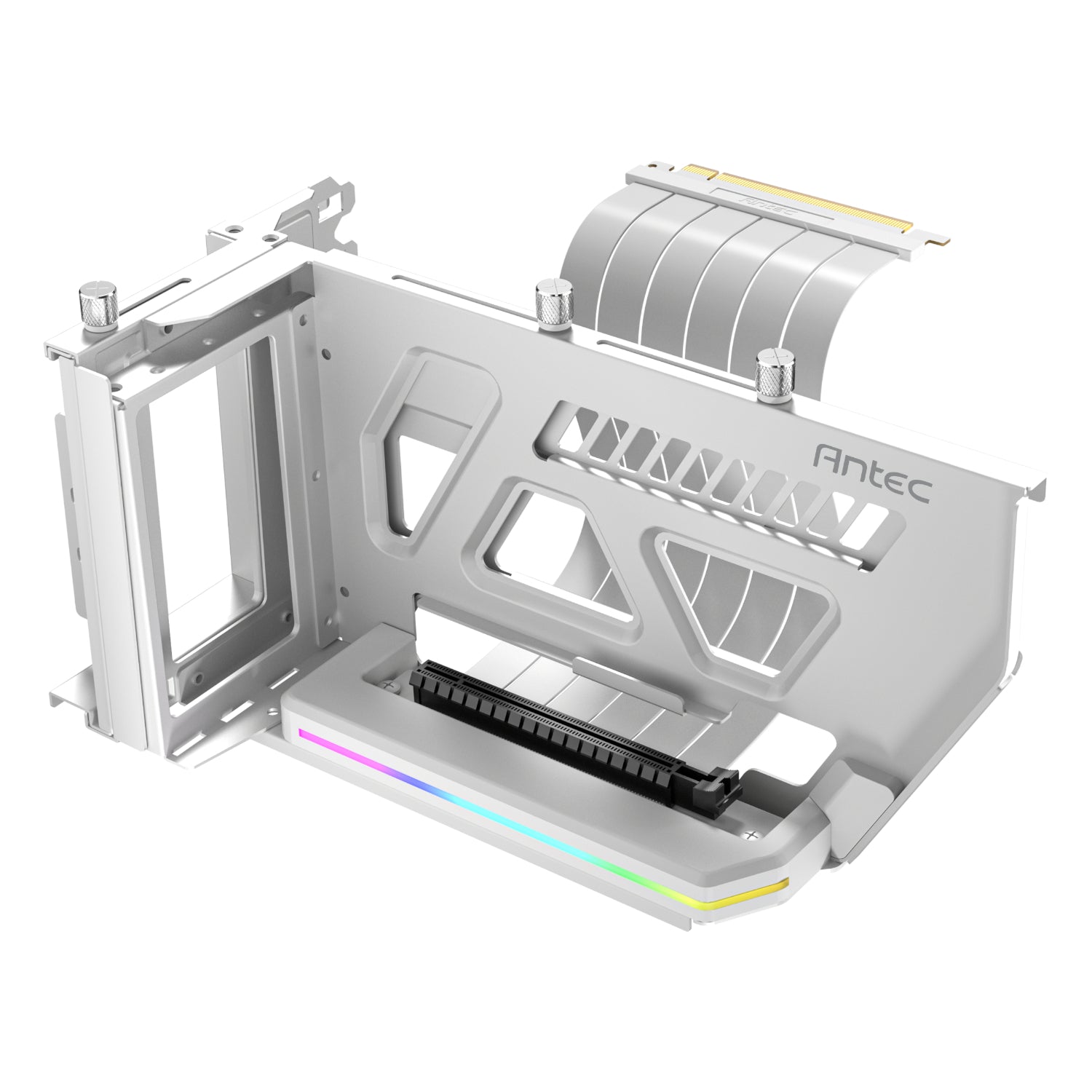 Image 1 for Antec SHIFT ARGB Vertical GPU Bracket with PCIe 4.0 Riser Cable – White