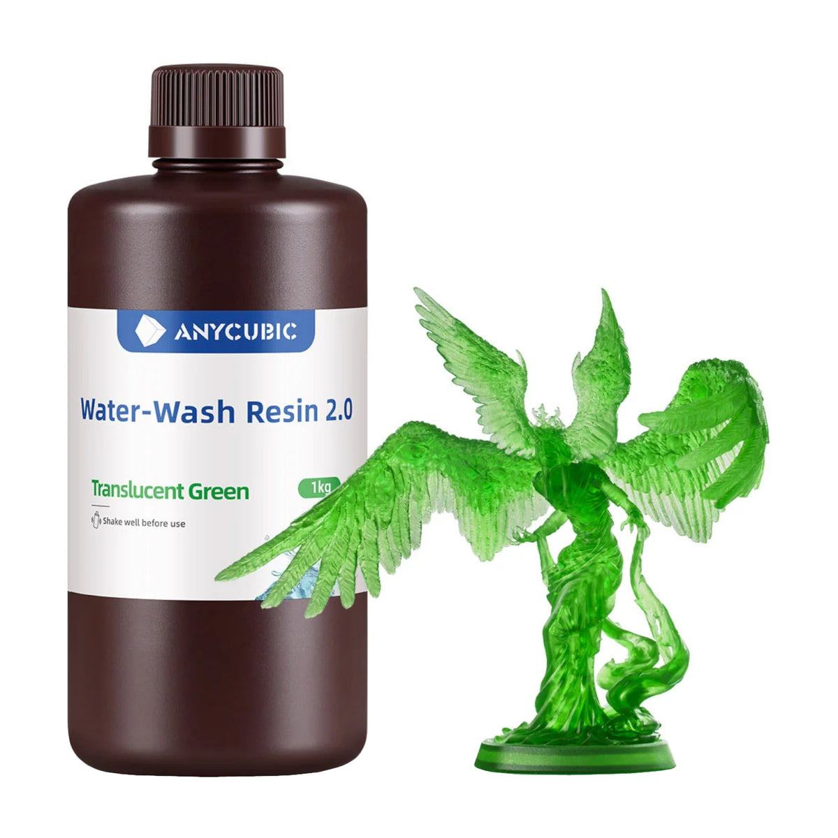 Image 1 for Anycubic Water Wash Resin 2.0 – Translucent Green