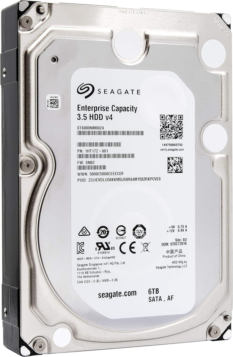 Seagate Enterprise Capacity 6TB 3.5" SAS 12Gb/s 7200RPM 128MB Cache 512e Internal Hard Drive