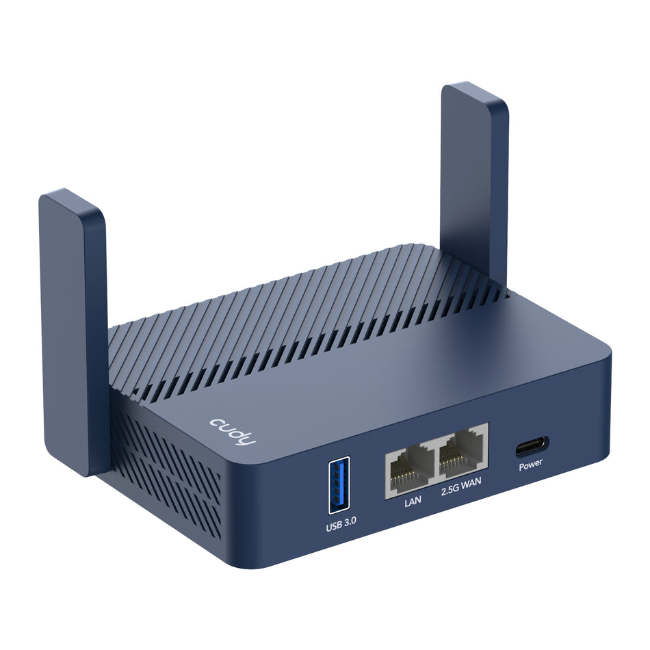 Image 1 for Cudy AX3000 2.5G Wi-Fi 6 Mini VPN Travel Router - Navy Blue