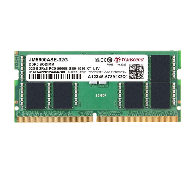 Transcend 32GB DDR5-6400 Unbuffered SO-DIMM Memory