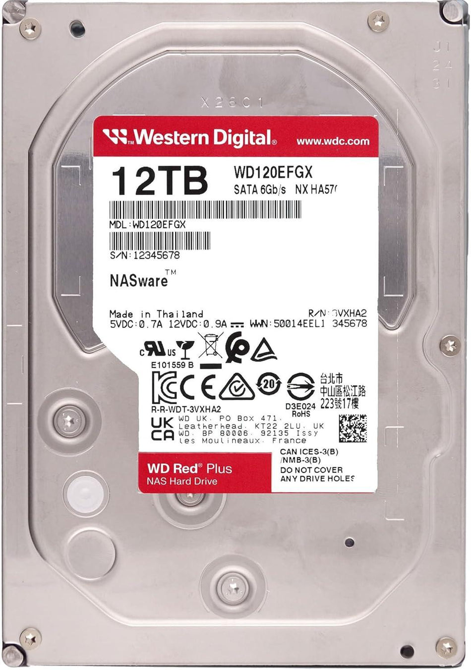Western Digital WD Red Plus 12TB NAS 3.5" HDD WD120EFGX
