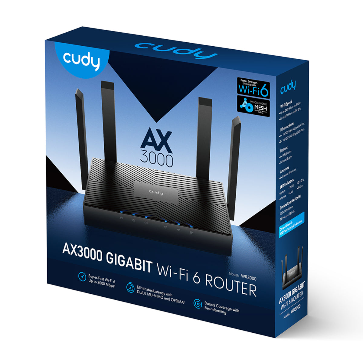 Image 5 for Cudy AX3000 5-Port Gigabit Dual-Band Wi-Fi 6 Mesh Router – Black
