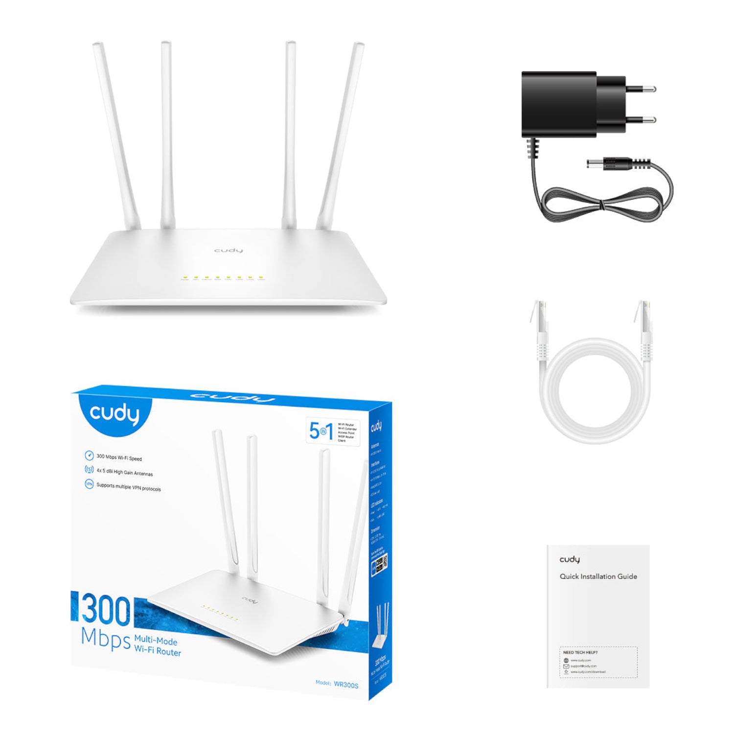 Image 6 for Cudy WR300S 300Mbps 5-Port Wi-Fi 4 Router – White