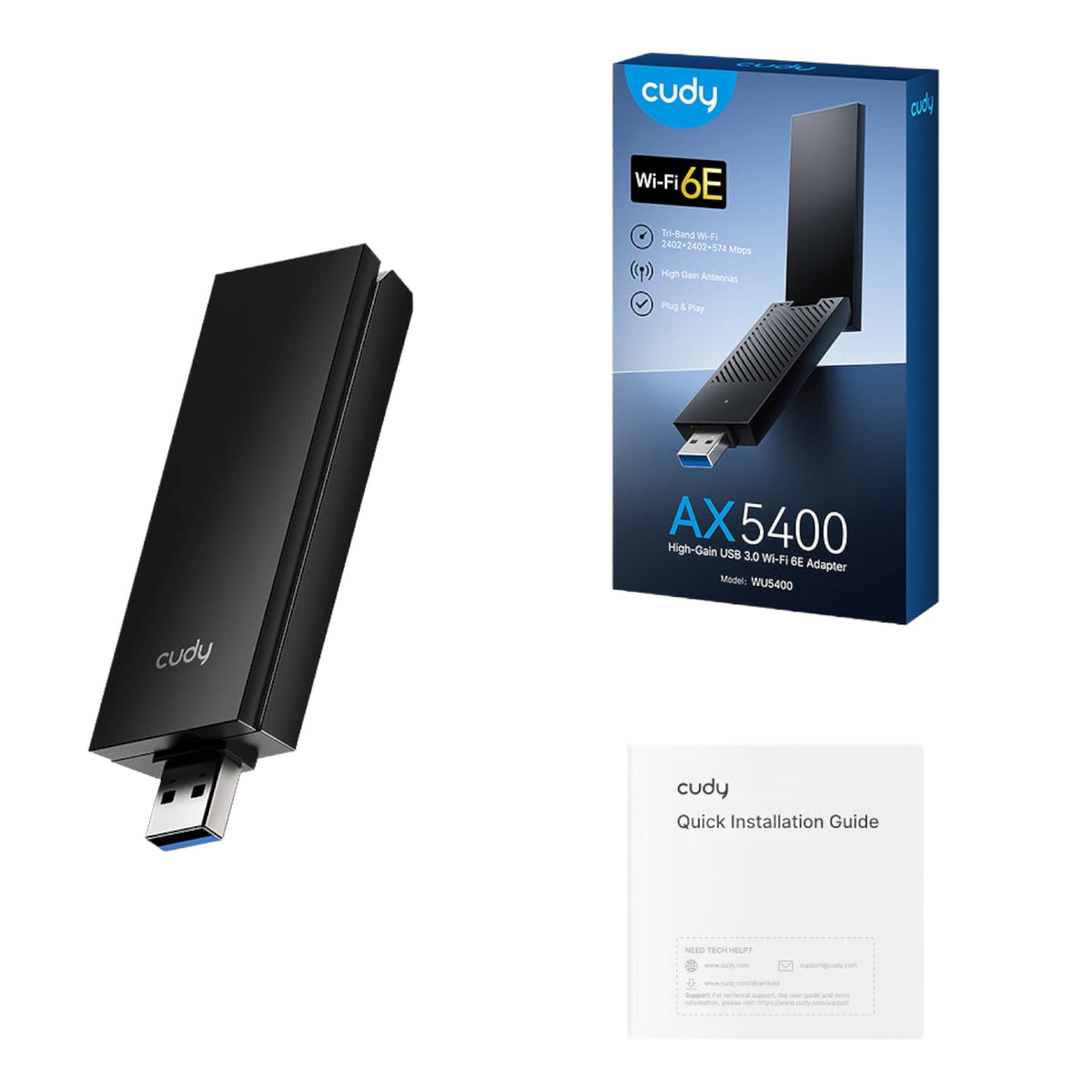 Image 5 for Cudy AX5400 Wi-Fi 6E USB 3.0 Tri-Band High-Gain Adapter-Black