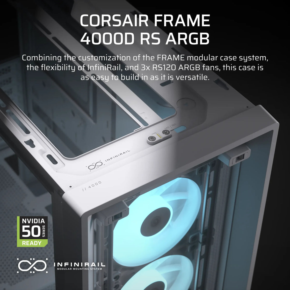 Image 7 for Corsair FRAME 4000D RS ARGB White Mid-Tower PC Case