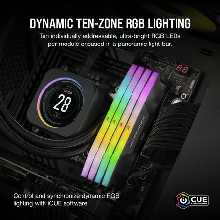 Image 4 for CORSAIR VENGEANCE RGB DDR5 16GB (2 x 8GB) DDR5 5200 CL40-40-40-77 1.25V Intel XMP - BLACK