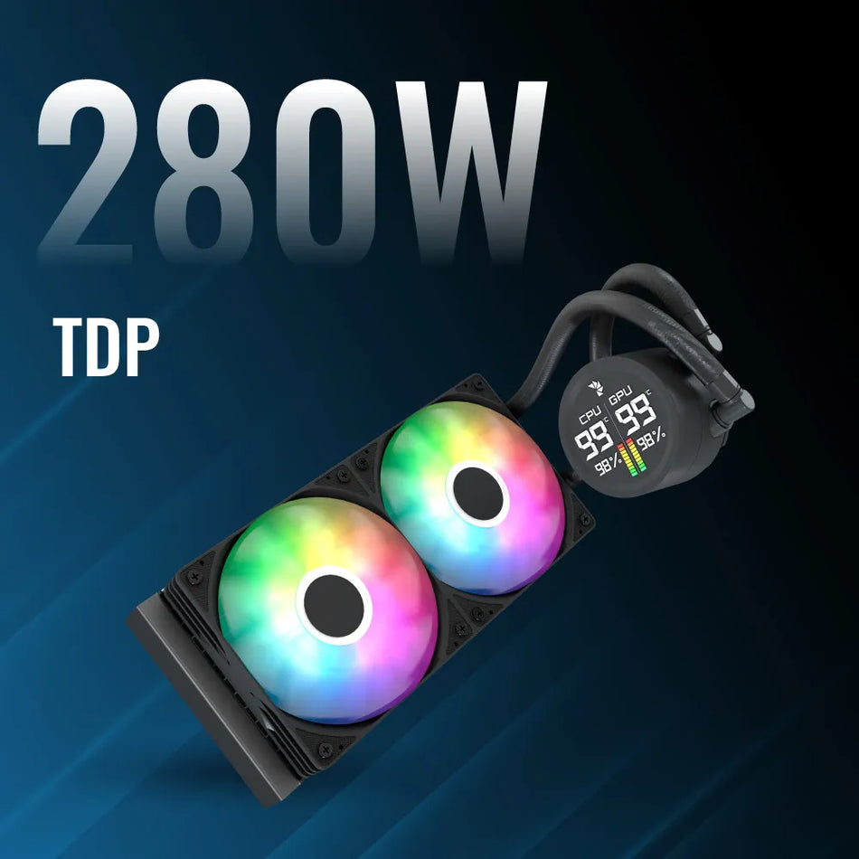 Image 1 for Aerocool Abyss L240 White 240mm ARGB Liquid CPU Cooler with Digital Display - Intel LGA1851/LGA1700, AMD AM4/AM5