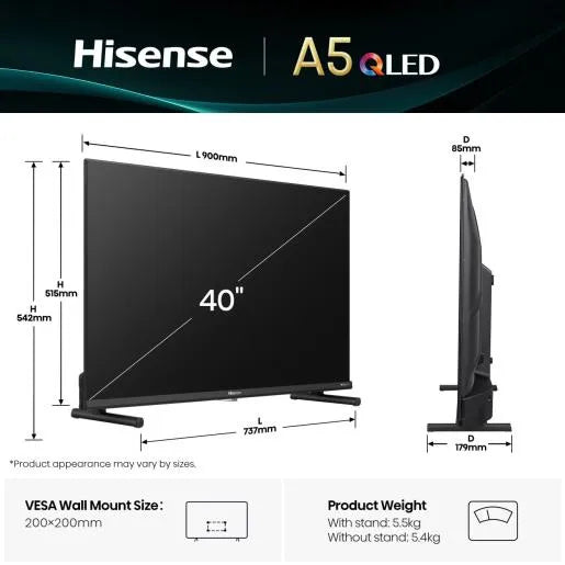 Image 11 for Hisense 40-inch LEDN40A5Q 60Hz Full HD Smart TV