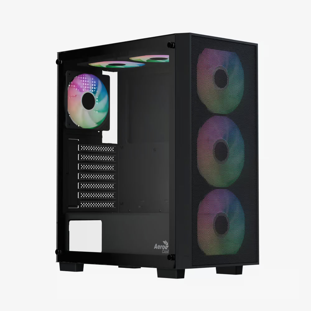 Image 1 for AeroCool B509A Flow Black Mid-Tower ATX Case - 6x 120mm ARGB Fans, 360mm Radiator Support