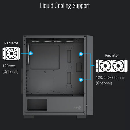 Image 5 for AeroCool B509A Flow Black Mid-Tower ATX Case - 6x 120mm ARGB Fans, 360mm Radiator Support