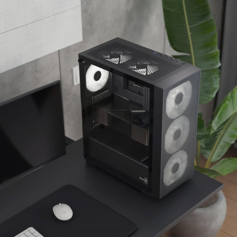 Image 6 for AeroCool B509A Flow Black Mid-Tower ATX Case - 6x 120mm ARGB Fans, 360mm Radiator Support