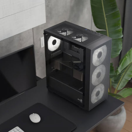 Image 6 for AeroCool B509A Flow Black Mid-Tower ATX Case - 6x 120mm ARGB Fans, 360mm Radiator Support