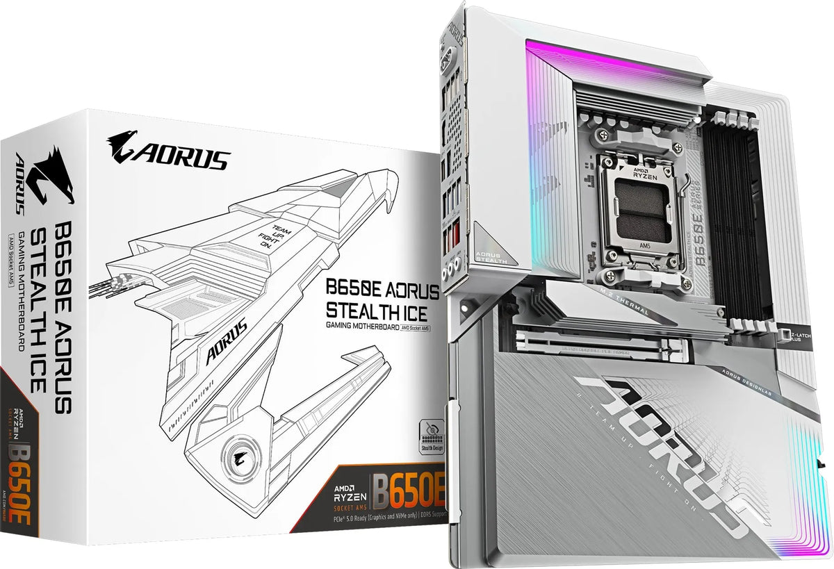 Image 1 for GIGABYTE B650E AORUS STEALTH ICE AMD AM5 Motherboard