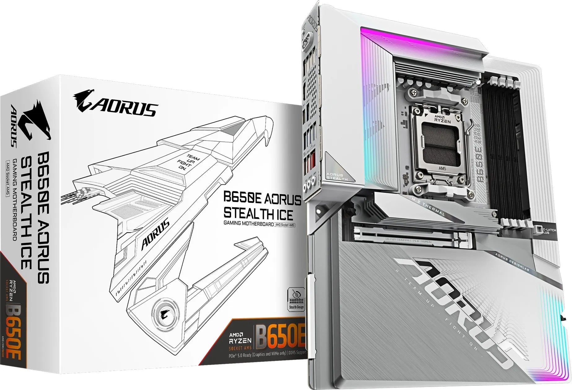 Image 1 for GIGABYTE B650E AORUS STEALTH ICE AMD AM5 Motherboard