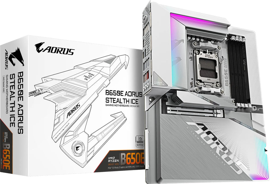 Image 1 for GIGABYTE B650E AORUS STEALTH ICE AMD AM5 Motherboard