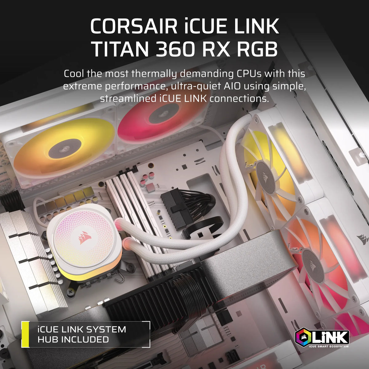 Image 7 for Corsair iCUE LINK TITAN 360 RX Liquid CPU Cooler - White