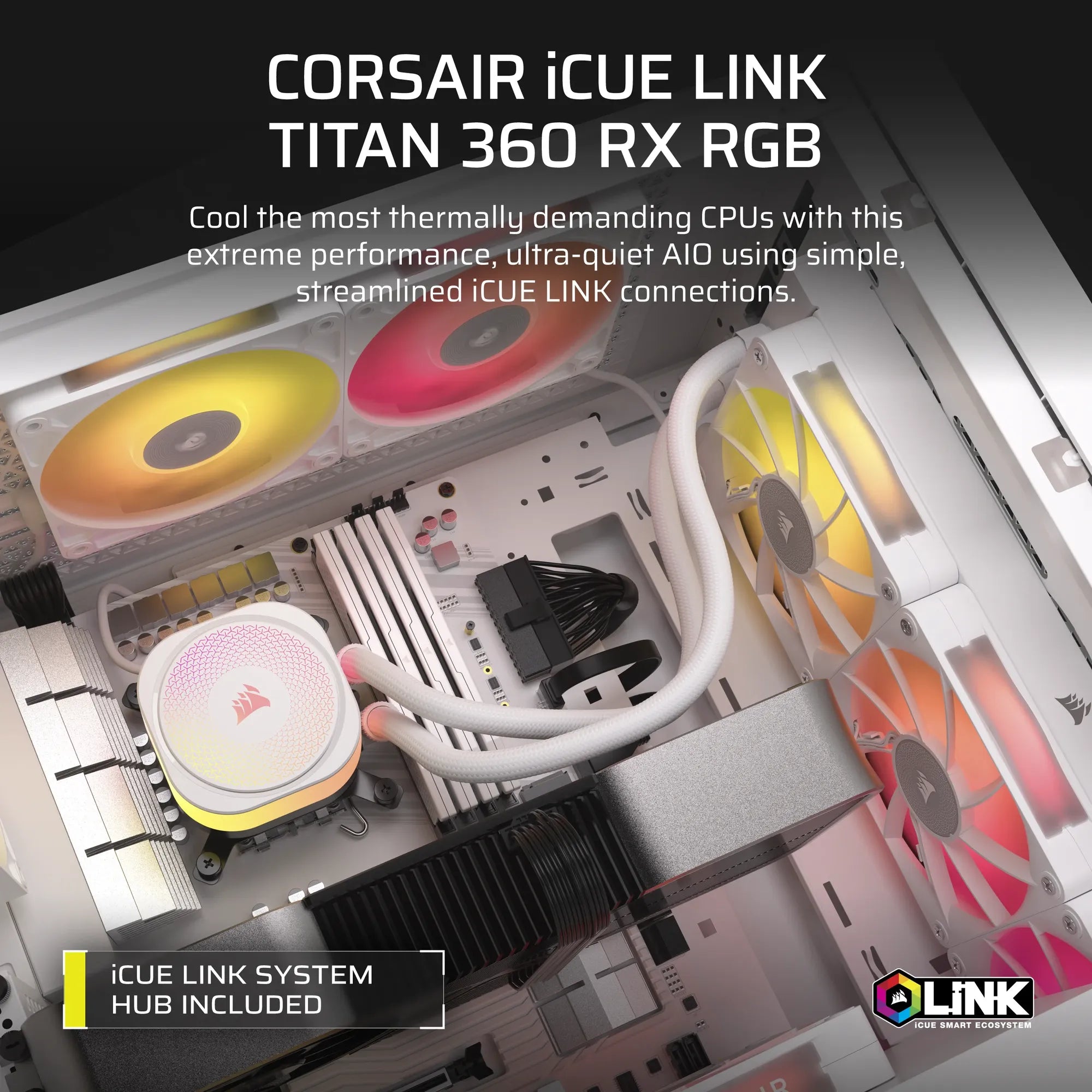 Image 7 for Corsair iCUE LINK TITAN 360 RX Liquid CPU Cooler - White