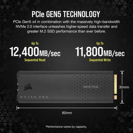 Image 9 for Corsair MP700 PRO 1TB M.2 NVMe Gen5 SSD with Cooler