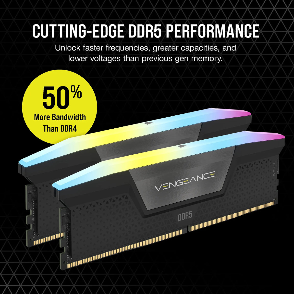 Image 8 for CORSAIR VENGEANCE RGB DDR5 16GB (2 x 8GB) DDR5 5200 CL40-40-40-77 1.25V Intel XMP - BLACK