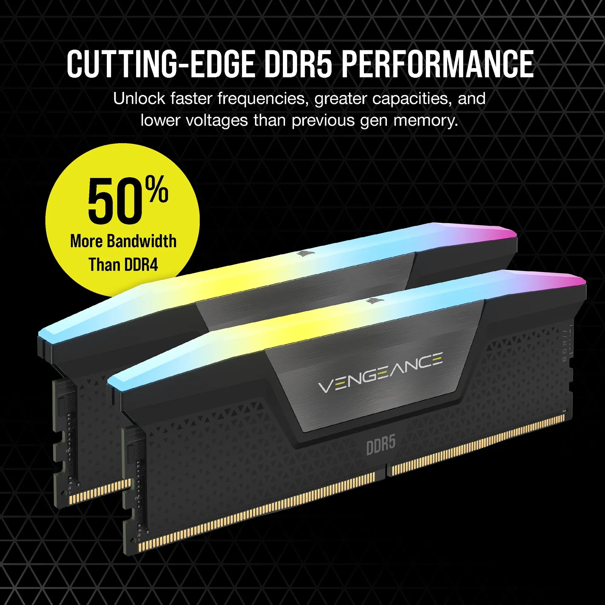 Image 8 for CORSAIR VENGEANCE RGB DDR5 16GB (2 x 8GB) DDR5 5200 CL40-40-40-77 1.25V Intel XMP - BLACK