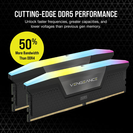 Image 8 for CORSAIR VENGEANCE RGB DDR5 16GB (2 x 8GB) DDR5 5200 CL40-40-40-77 1.25V Intel XMP - BLACK