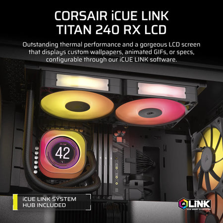 Image 1 for Corsair iCUE LINK TITAN 240 RX LCD Liquid CPU Cooler