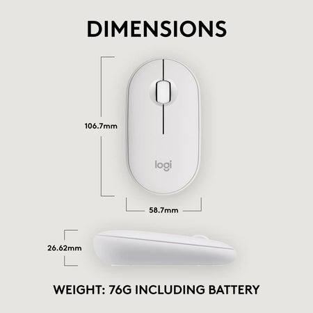 Image 12 for Logitech Pebble Mouse 2 M350s Wireless Bluetooth Mouse - Tonal White