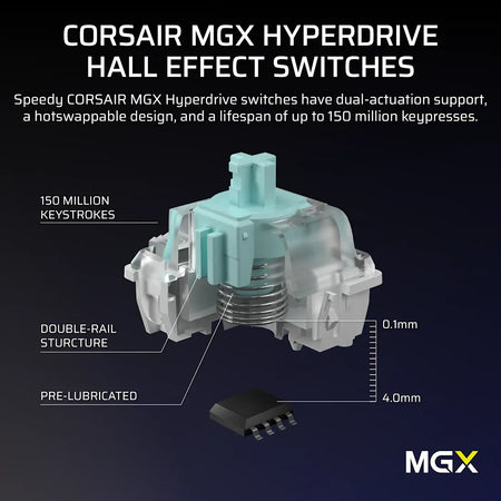Image 11 for Corsair VANGUARD PRO 96% Hall Effect Gaming Keyboard - MGX Hyperdrive magnetic switches - Black. 