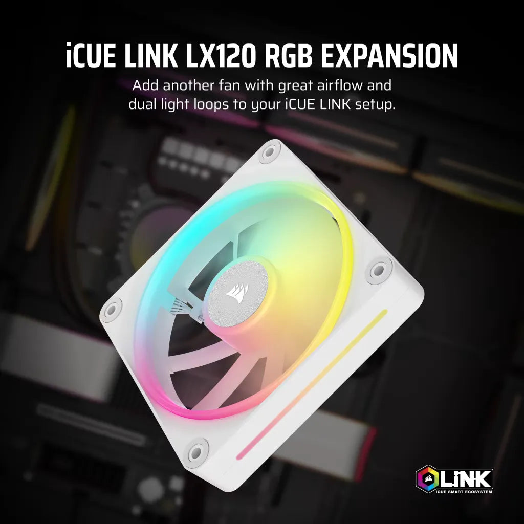 Image 9 for Corsair iCUE LINK LX120 RGB 120mm PWM Fan - White
